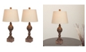 FANGIO LIGHTING Distressed Sculpted Column Resin Table Lamps, Set of 2